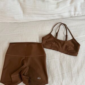 ALO Yoga sports bra and biker shorts